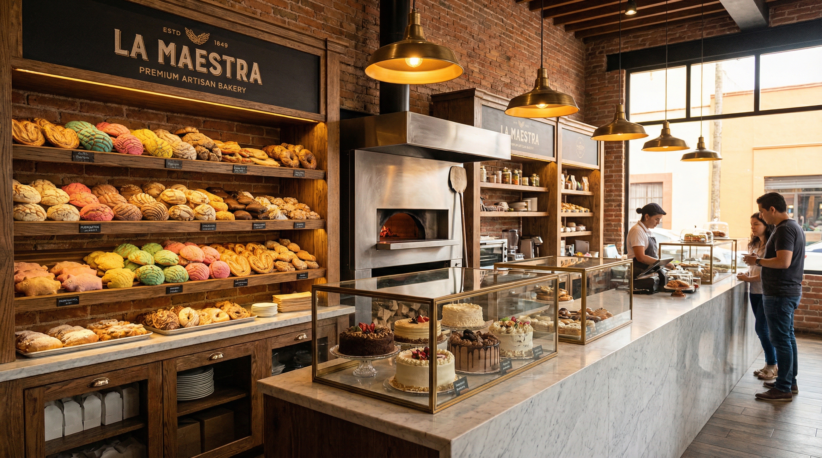 Estrellas Bakery interior with fresh baked goods
